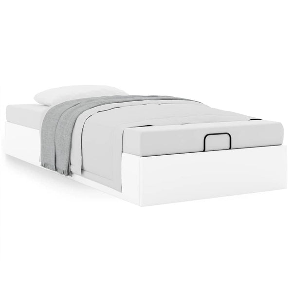 vidaXL Ottoman Bed Frame No Mattress White 100x200 cm Faux Leather