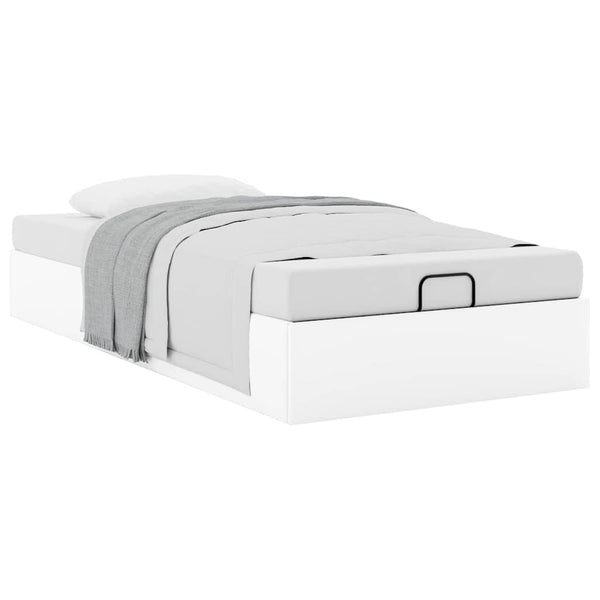 vidaXL Ottoman Bed Frame No Mattress White 100x200 cm Faux Leather