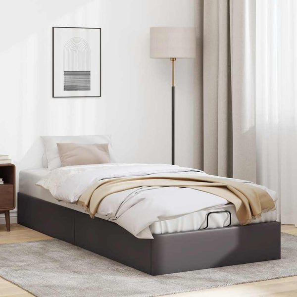 vidaXL Ottoman Bed Frame Grey 100x200 cm Faux Leather (No Mattress)