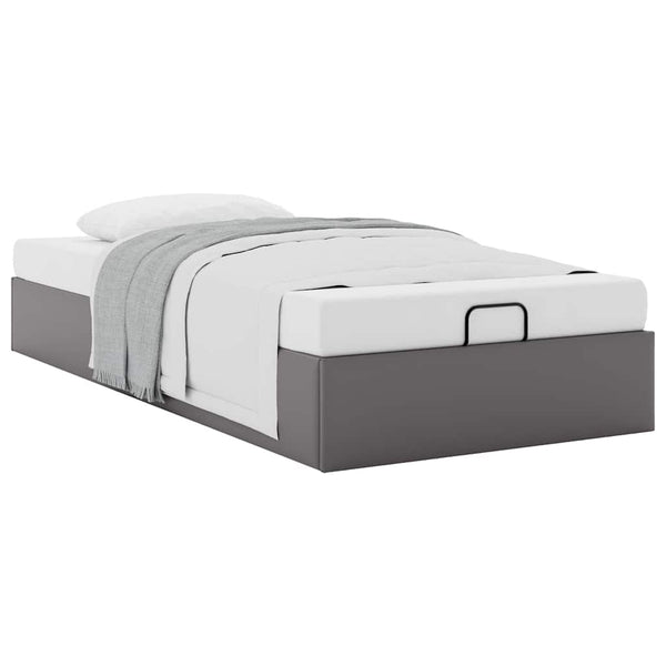 vidaXL Ottoman Bed Frame Grey 100x200 cm Faux Leather (No Mattress)