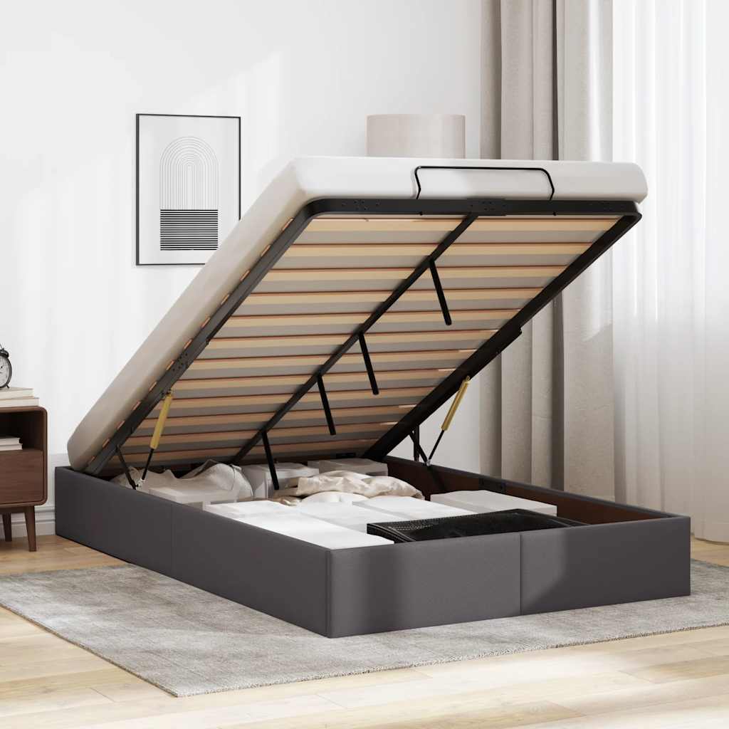 vidaXL Ottoman Bed Frame Grey 120x190 cm Faux Leather