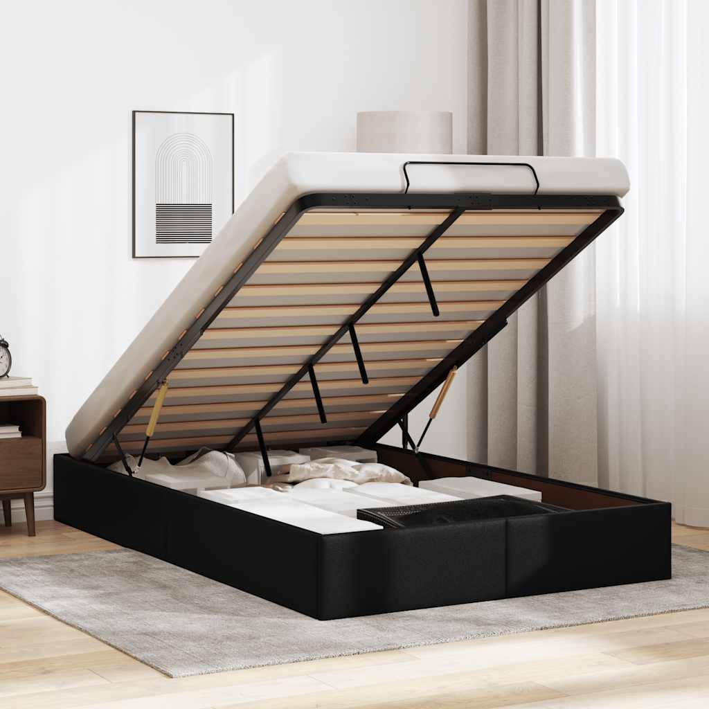 vidaXL Ottoman Bed Frame without Mattress Black 120x200 cm Faux Leather