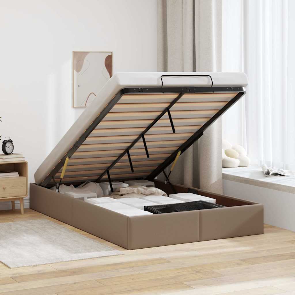 vidaXL Ottoman Bed Frame without Mattress Cappuccino 120x200cm Faux Leather