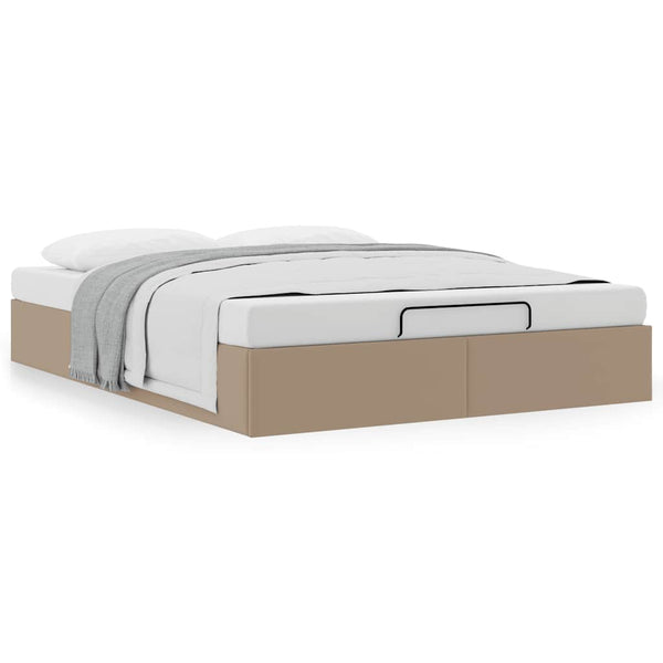 vidaXL Ottoman Bed Frame without Mattress Cappuccino 140x190cm Faux Leather