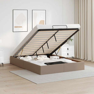 vidaXL Ottoman Bed Frame without Mattress Cappuccino 140x190cm Faux Leather