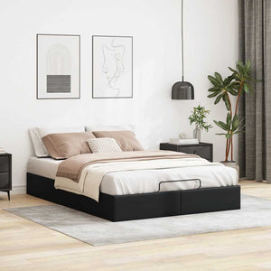 vidaXL Ottoman Bed Frame without Mattress Black 140x200 cm Faux Leather