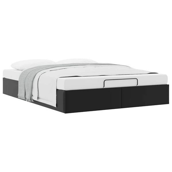vidaXL Ottoman Bed Frame without Mattress Black 140x200 cm Faux Leather