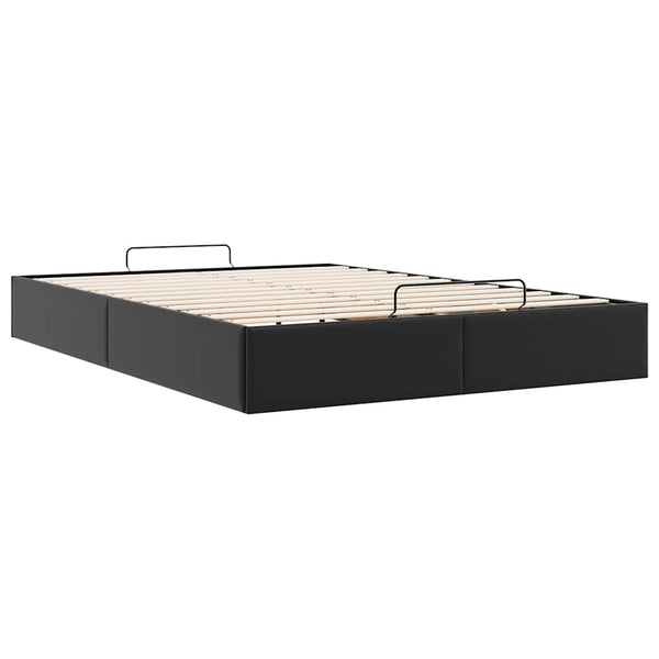vidaXL Ottoman Bed Frame without Mattress Black 140x200 cm Faux Leather