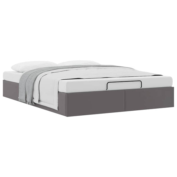 vidaXL Ottoman Bed Frame Grey 140x200 cm Faux Leather