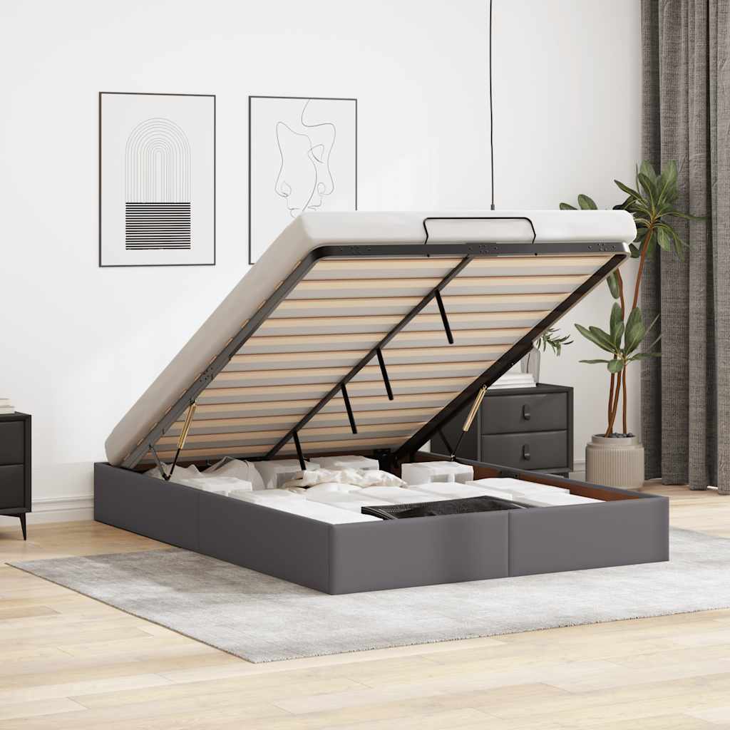vidaXL Ottoman Bed Frame Grey 140x200 cm Faux Leather