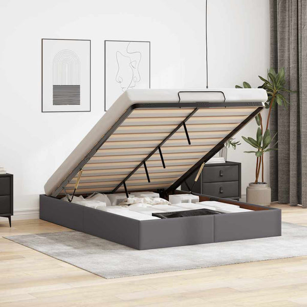 vidaXL Ottoman Bed Frame Grey 140x200 cm Faux Leather