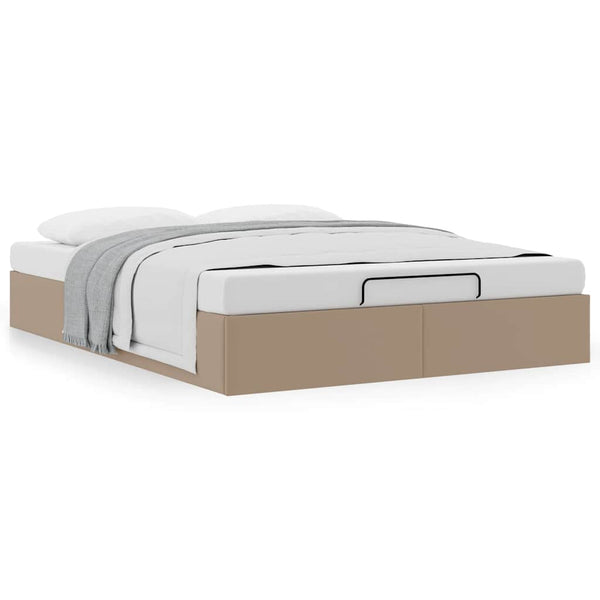 vidaXL Ottoman Bed Frame without Mattress Cappuccino 140x200cm Faux Leather