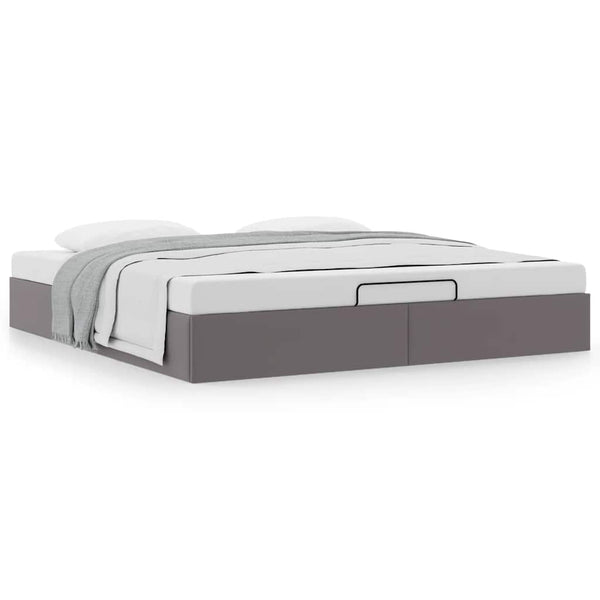 vidaXL Ottoman Bed Frame Grey 160x200 cm Faux Leather (No Mattress)