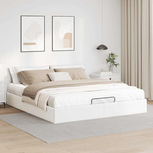 vidaXL Ottoman Bed Frame without Mattress White 180x200 cm Faux Leather