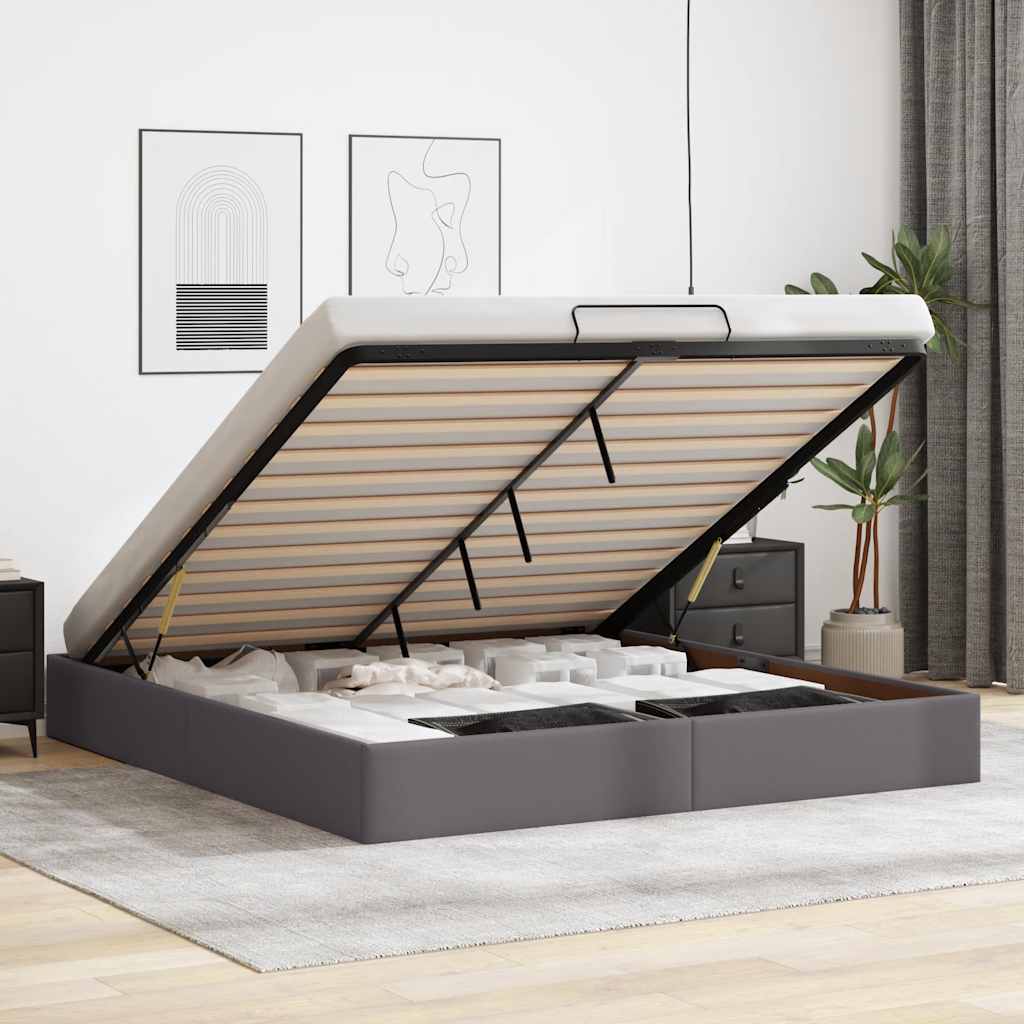 vidaXL Ottoman Bed Frame Grey Artificial Leather 180x200 cm (no mattress)