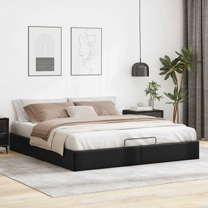 vidaXL Ottoman Bed Frame without Mattress Black 200x200 cm Faux Leather