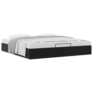 vidaXL Ottoman Bed Frame without Mattress Black 200x200 cm Faux Leather