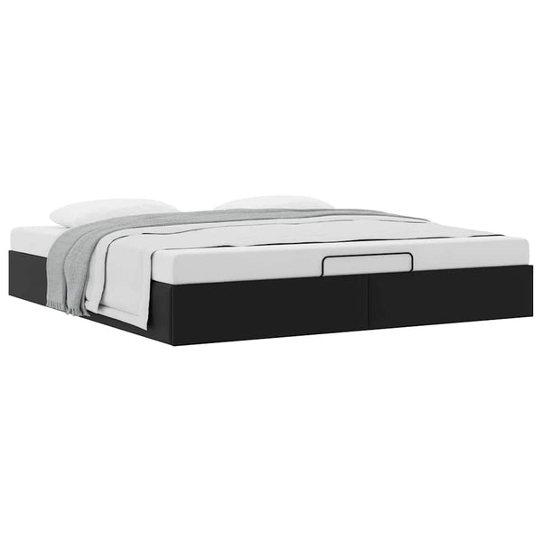 vidaXL Ottoman Bed Frame without Mattress Black 200x200 cm Faux Leather