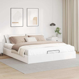 vidaXL Ottoman Bed Frame without Mattress White 200x200 cm Faux Leather