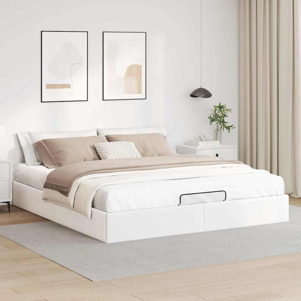 vidaXL Ottoman Bed Frame without Mattress White 200x200 cm Faux Leather