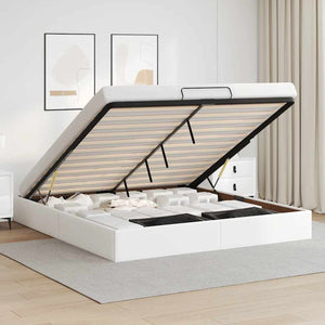 vidaXL Ottoman Bed Frame without Mattress White 200x200 cm Faux Leather