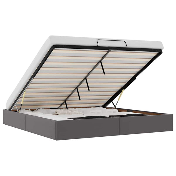 vidaXL Ottoman Bed without Mattress Grey 200x200 cm Faux Leather
