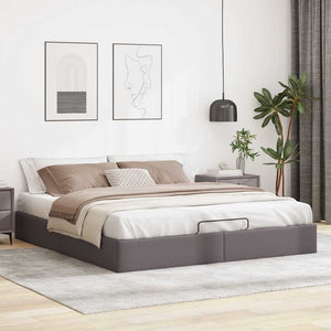 vidaXL Ottoman Bed without Mattress Grey 200x200 cm Faux Leather