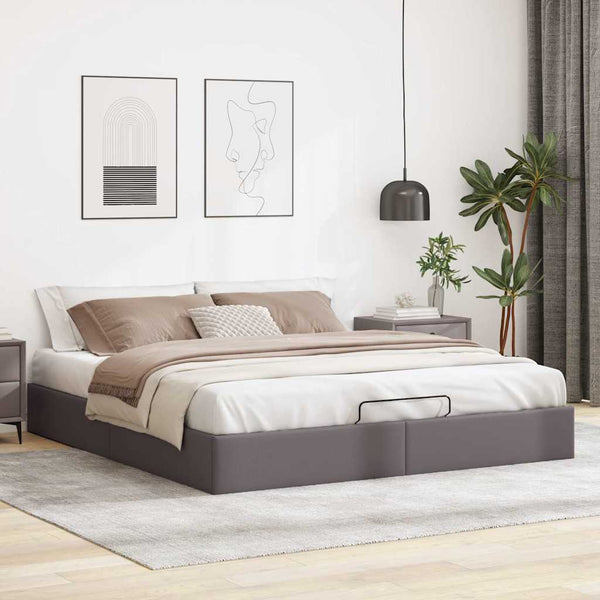 vidaXL Ottoman Bed without Mattress Grey 200x200 cm Faux Leather