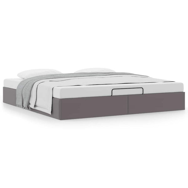 vidaXL Ottoman Bed without Mattress Grey 200x200 cm Faux Leather