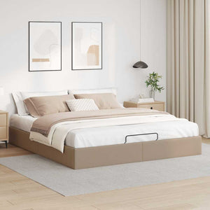vidaXL Ottoman Bed Frame with Storage Cappuccino 200x200 cm Faux Leather