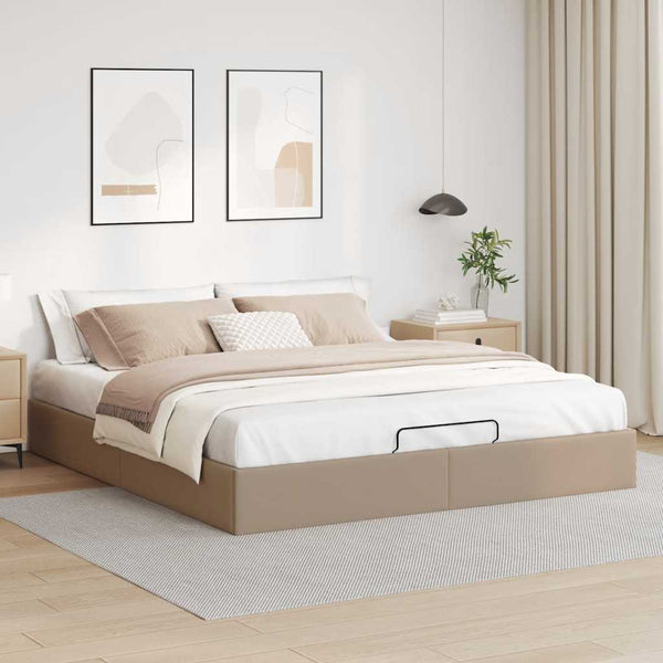 vidaXL Ottoman Bed Frame with Storage Cappuccino 200x200 cm Faux Leather