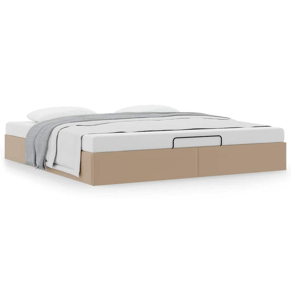 vidaXL Ottoman Bed Frame with Storage Cappuccino 200x200 cm Faux Leather