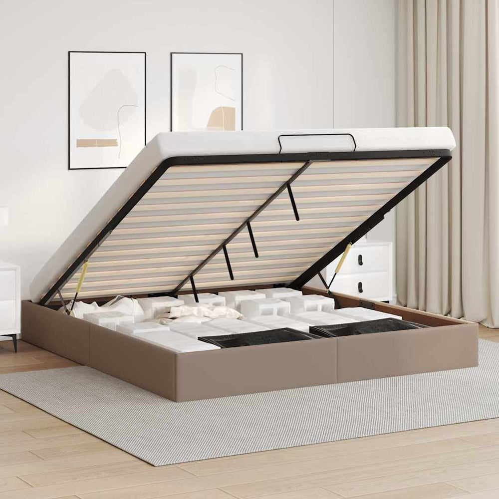 vidaXL Ottoman Bed Frame with Storage Cappuccino 200x200 cm Faux Leather