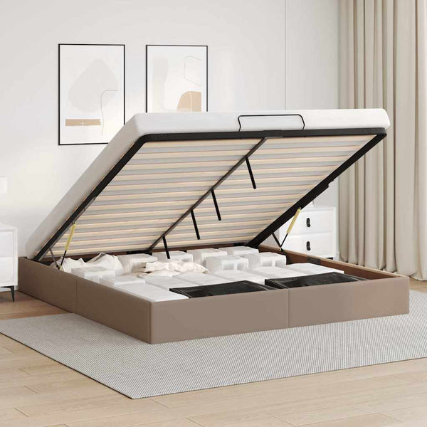 vidaXL Ottoman Bed Frame with Storage Cappuccino 200x200 cm Faux Leather