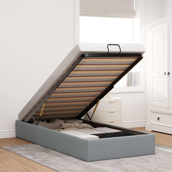 vidaXL Ottoman Bed Frame Light Grey 80x200 cm Fabric (no mattress)