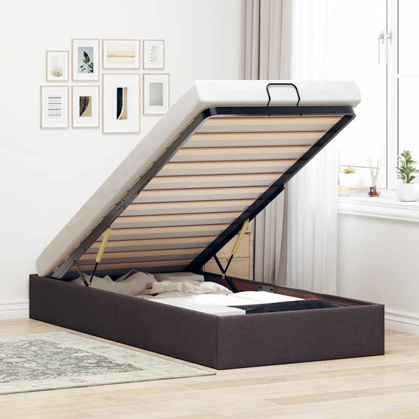 vidaXL Ottoman Bed Frame without Mattress Dark Brown 80x200 cm Fabric
