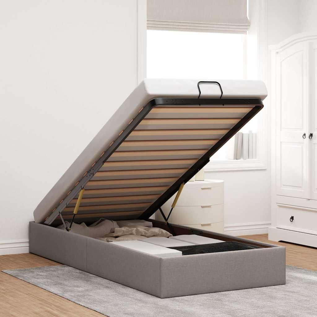 vidaXL Ottoman Bed Frame without Mattress Taupe 80x200 cm Fabric
