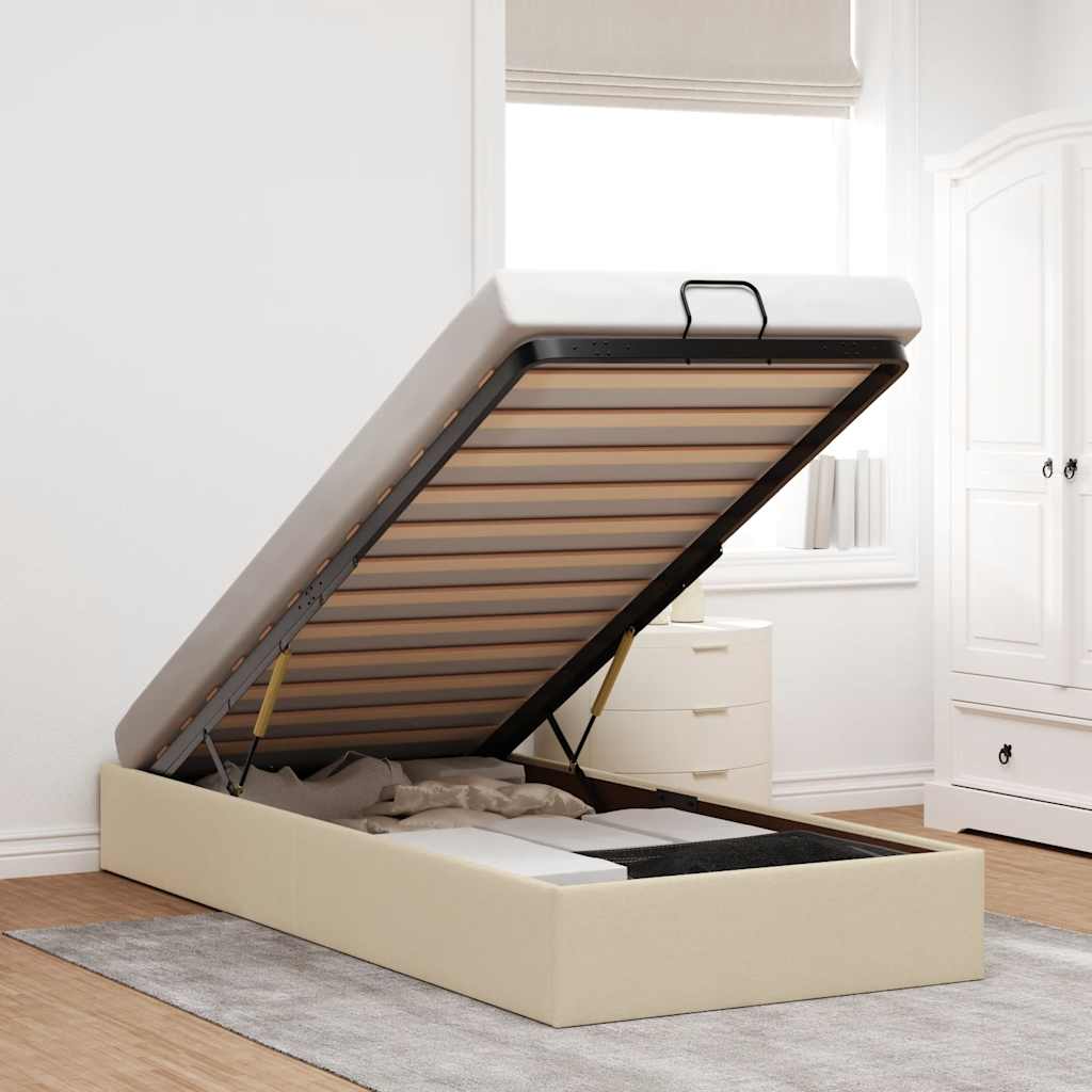 vidaXL Ottoman Bed Frame Cream 80x200 cm Fabric (Mattress Not Included)