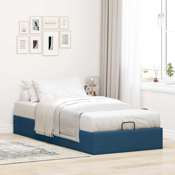 vidaXL Ottoman Bed Frame without Mattress Blue 80x200 cm Fabric