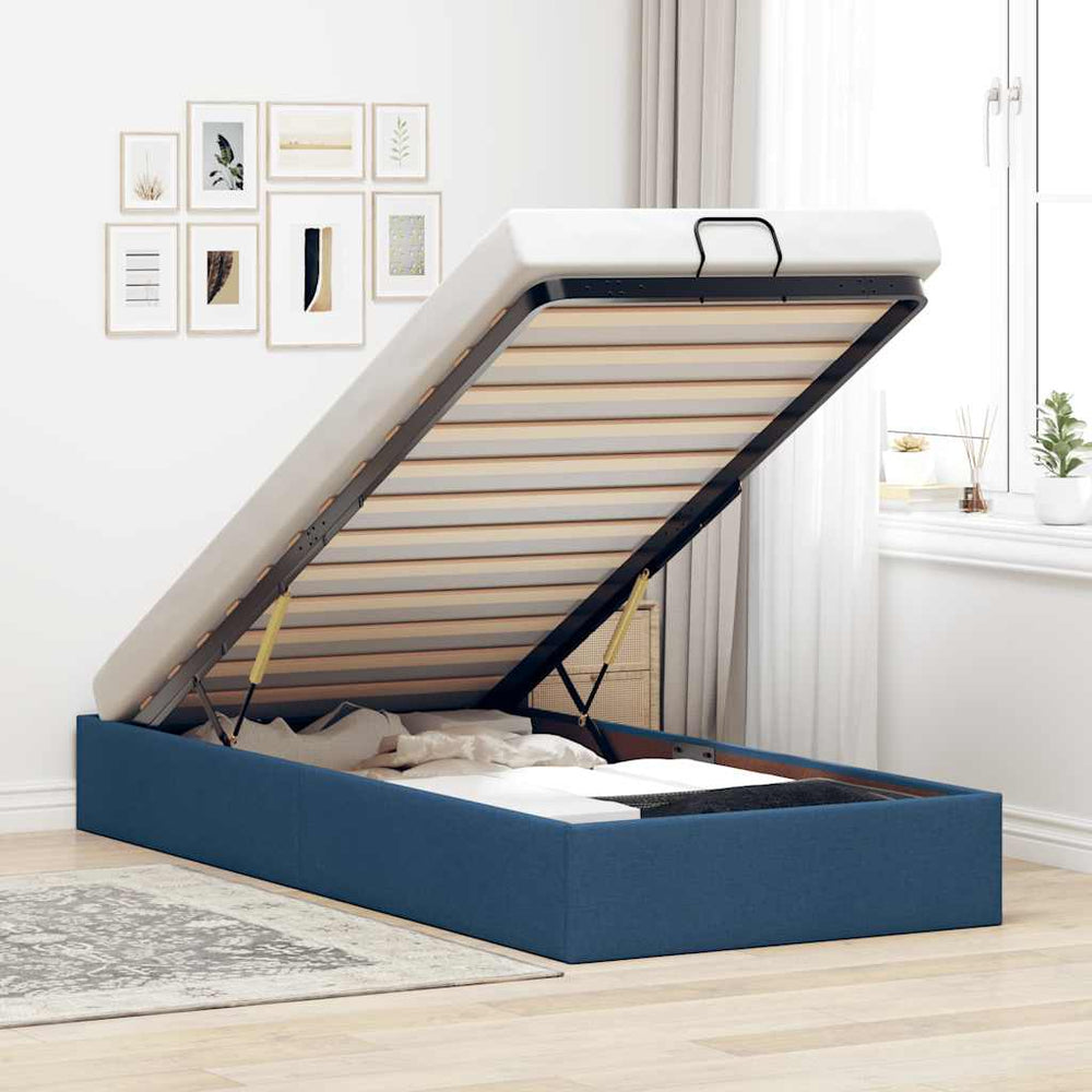 vidaXL Ottoman Bed Frame without Mattress Blue 80x200 cm Fabric