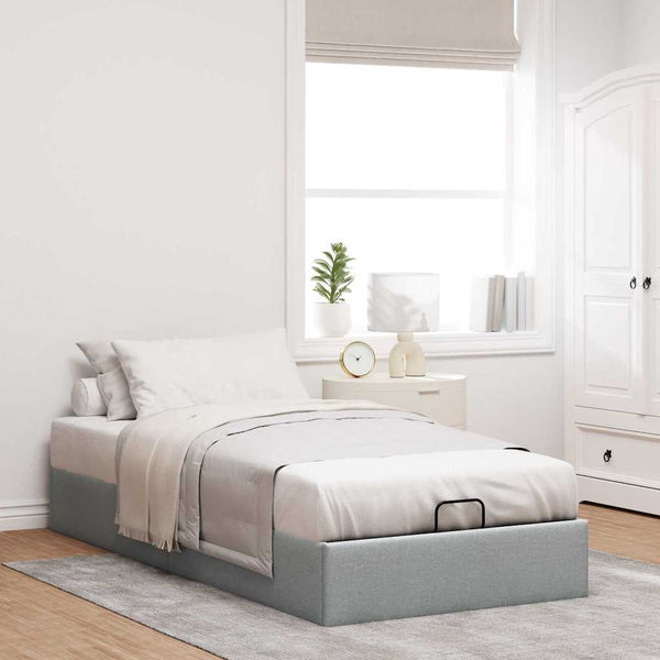 vidaXL Ottoman Bed Frame Light Gray 90x190 cm Fabric (No Mattress)