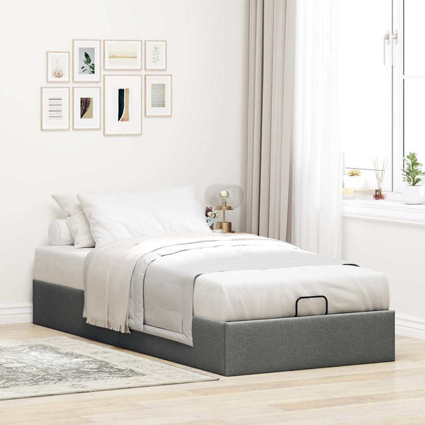 vidaXL Ottoman Bed without Mattress Dark Grey 90x190 cm Fabric