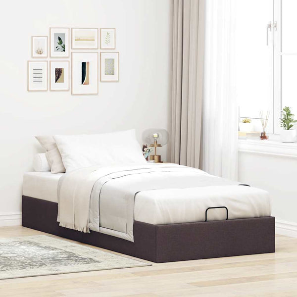 vidaXL Ottoman Bed Frame Dark Brown 90x190 cm Fabric (Mattress Not Included)