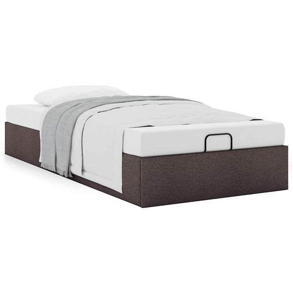 vidaXL Ottoman Bed Frame Dark Brown 90x190 cm Fabric (Mattress Not Included)