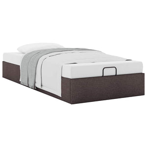 vidaXL Ottoman Bed Frame Dark Brown 90x190 cm Fabric (Mattress Not Included)