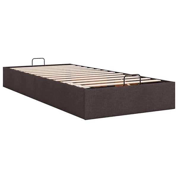 vidaXL Ottoman Bed Frame Dark Brown 90x190 cm Fabric (Mattress Not Included)