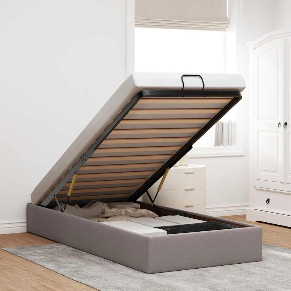 vidaXL Ottoman Bed Frame without Mattress Taupe 90x190 cm Fabric