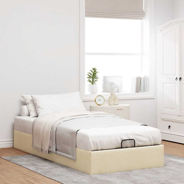 vidaXL Ottoman Bed Frame without Mattress Cream 90x190 cm Fabric
