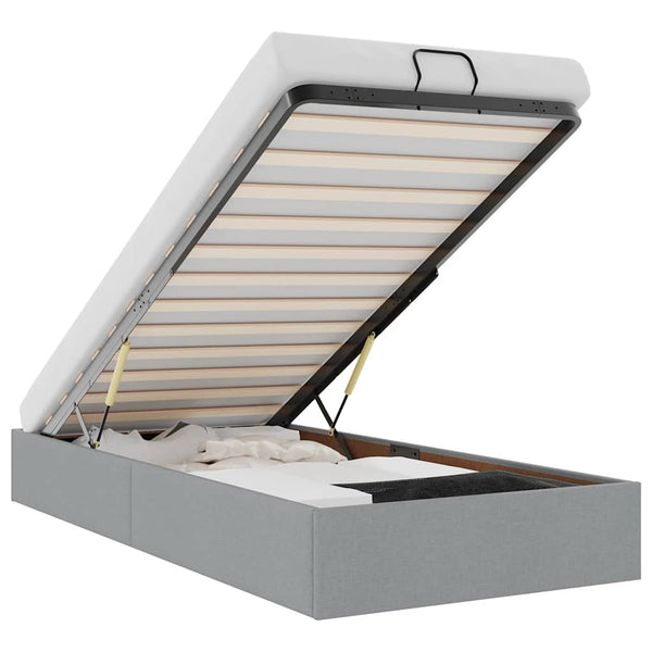 vidaXL Ottoman Bed Frame Light Grey 90x200 cm Fabric (No Mattress)