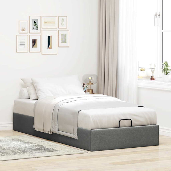 vidaXL Ottoman Bed Frame Dark Grey Fabric 90x200 cm (without mattress)